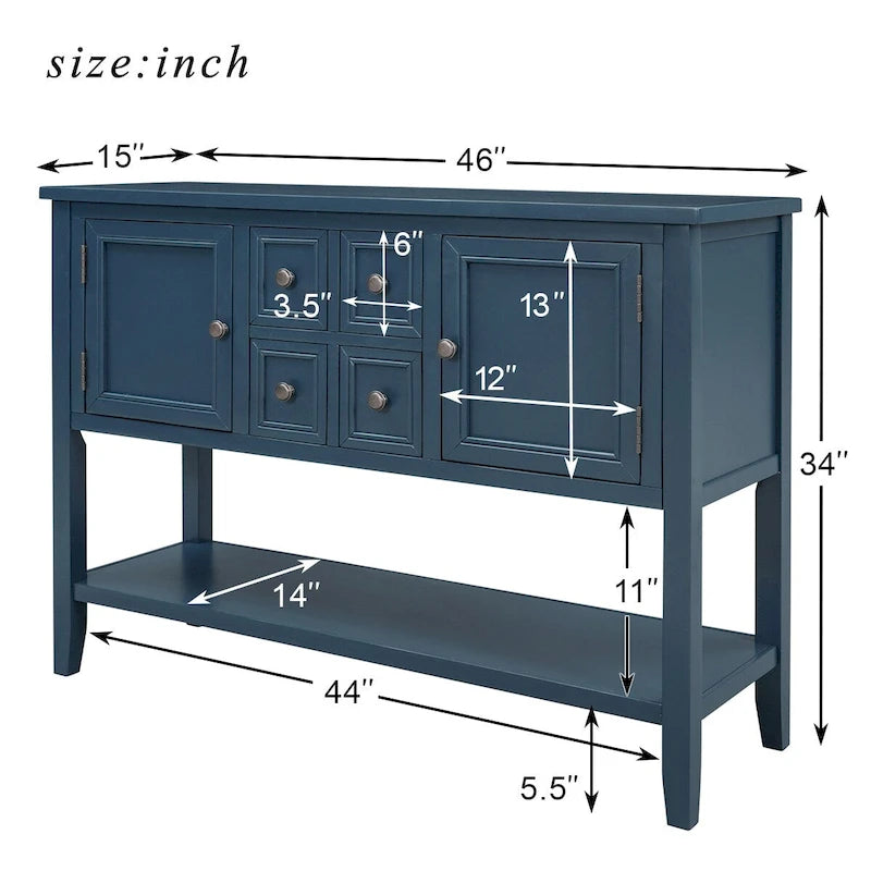 Modern Buffet Sideboard Console Table with Bottom Shelf