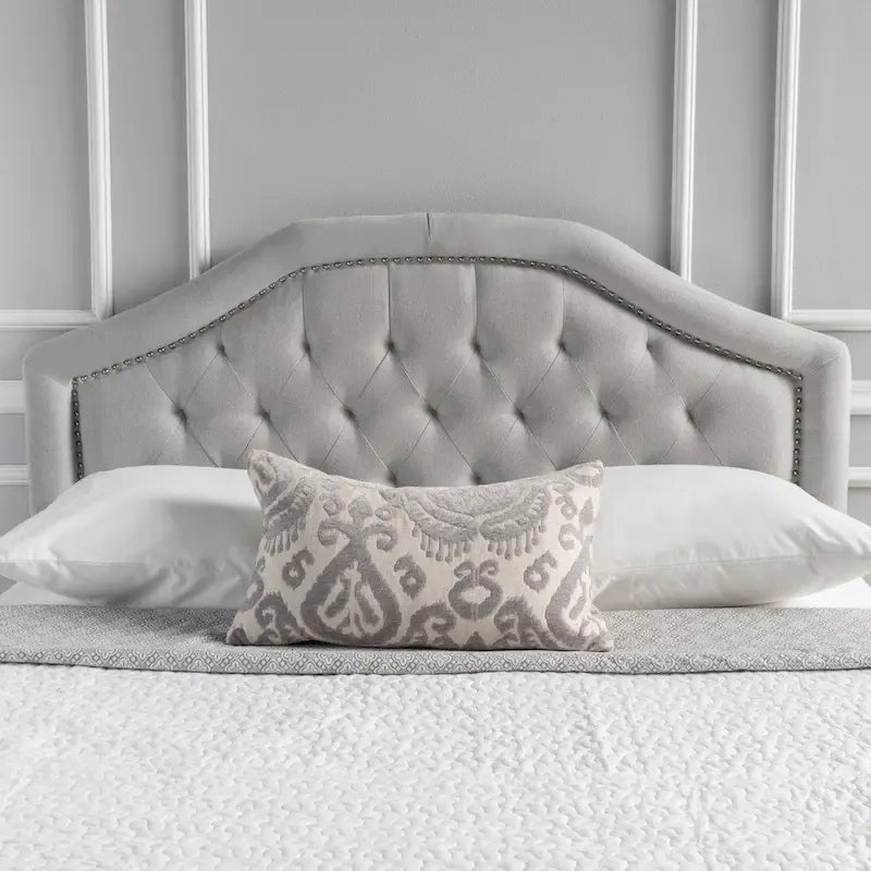 Full/Queen Upholstered Headboard, Button-Tufted Diamond Stitch, Nailhead Trim