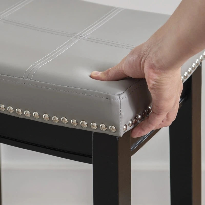 26-Inch Backless Counter Stool, Upholstered Seat with Nailhead Trim