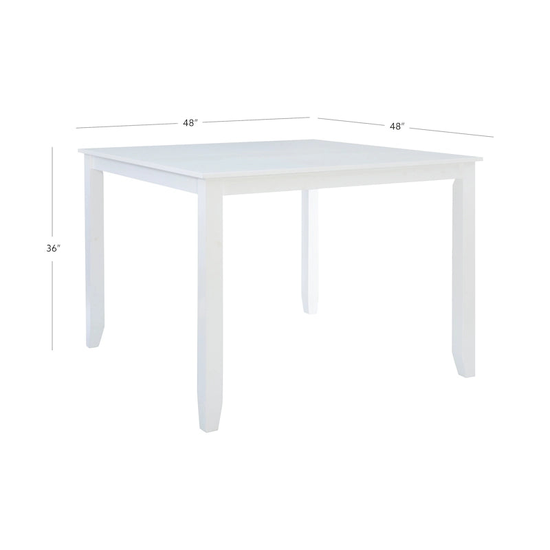 White Square Counter Height Dining Table, Acacia Wood, Seats 4, 48x48x36