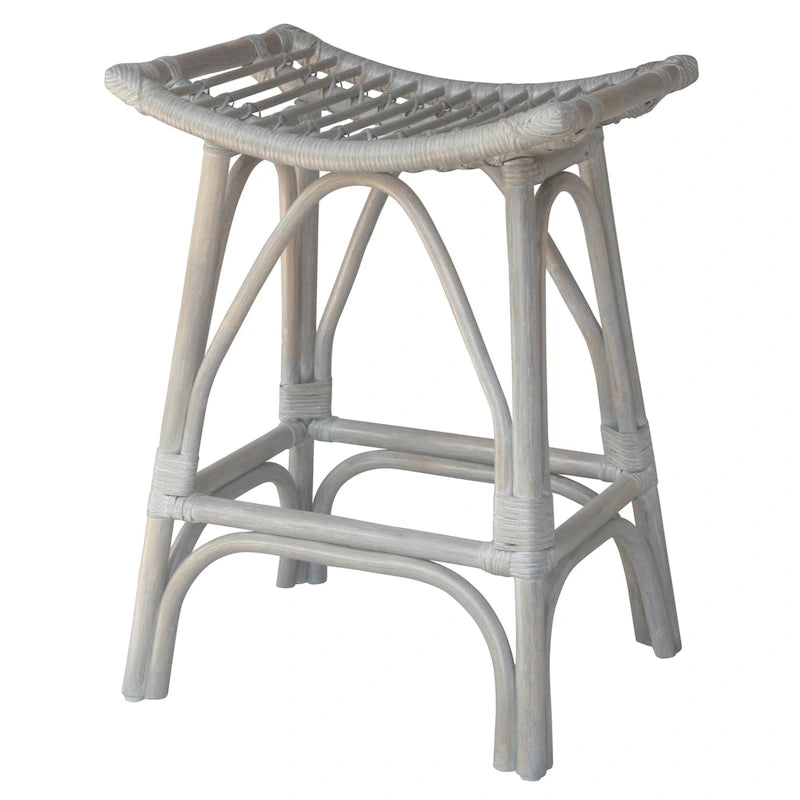 Boho Rattan Counter Stool, 24-Inch Seat Height, Fully Assembled, 2 Colors