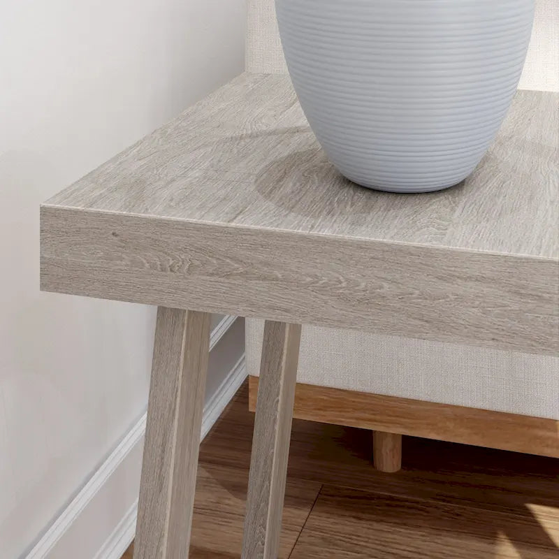 Solid Pine Wood Square End Table with Shelf, 20.25 x 20.25 x 24 Inches