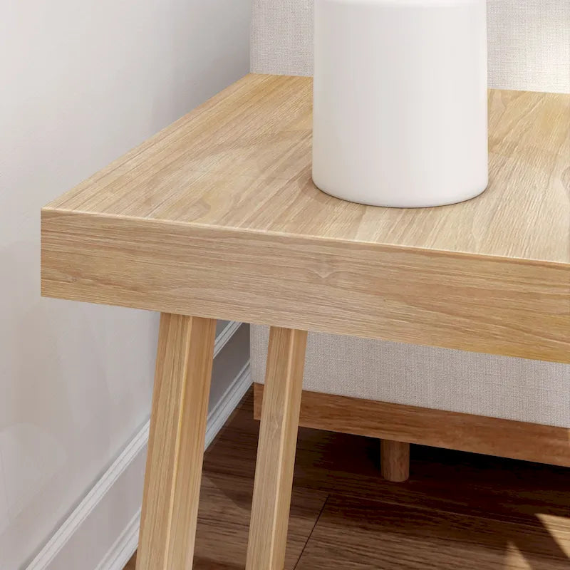 Solid Pine Wood Square End Table with Shelf, 20.25 x 20.25 x 24 Inches