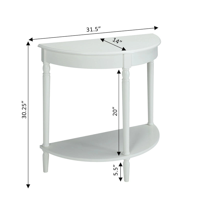 Half-Round Entryway Table with Open Shelf, Ash Wood Veneer, Traditional Style