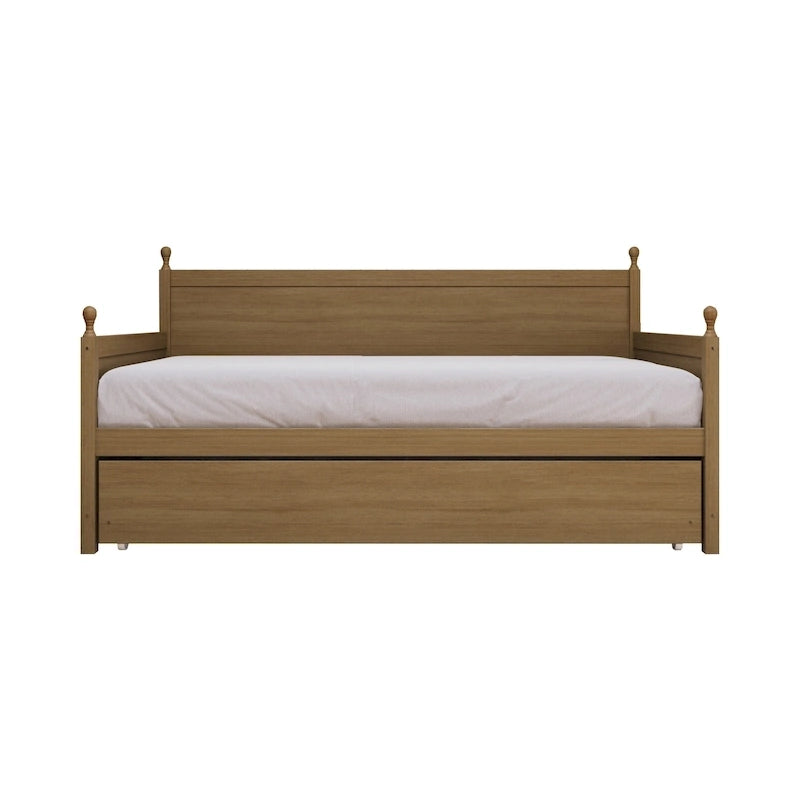 Twin Daybed with Pull-Out Trundle, Solid Rubberwood, 5 Color Options
