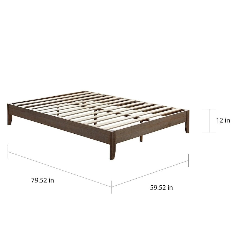 Pine Wood Platform Bed with Tapered Legs, Twin and Queen, 3 Finishes