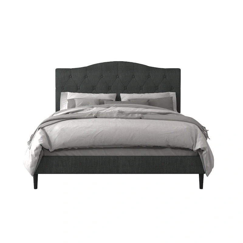 Button-Tufted Upholstered Platform Bed, 4 Colors, Twin to King