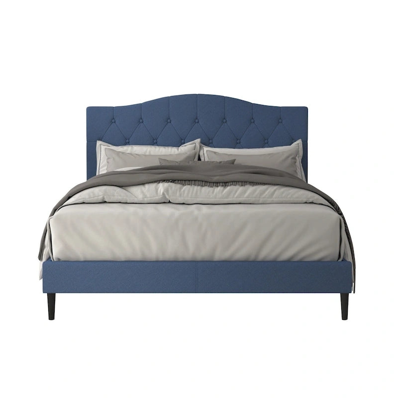 Button-Tufted Upholstered Platform Bed, 4 Colors, Twin to King
