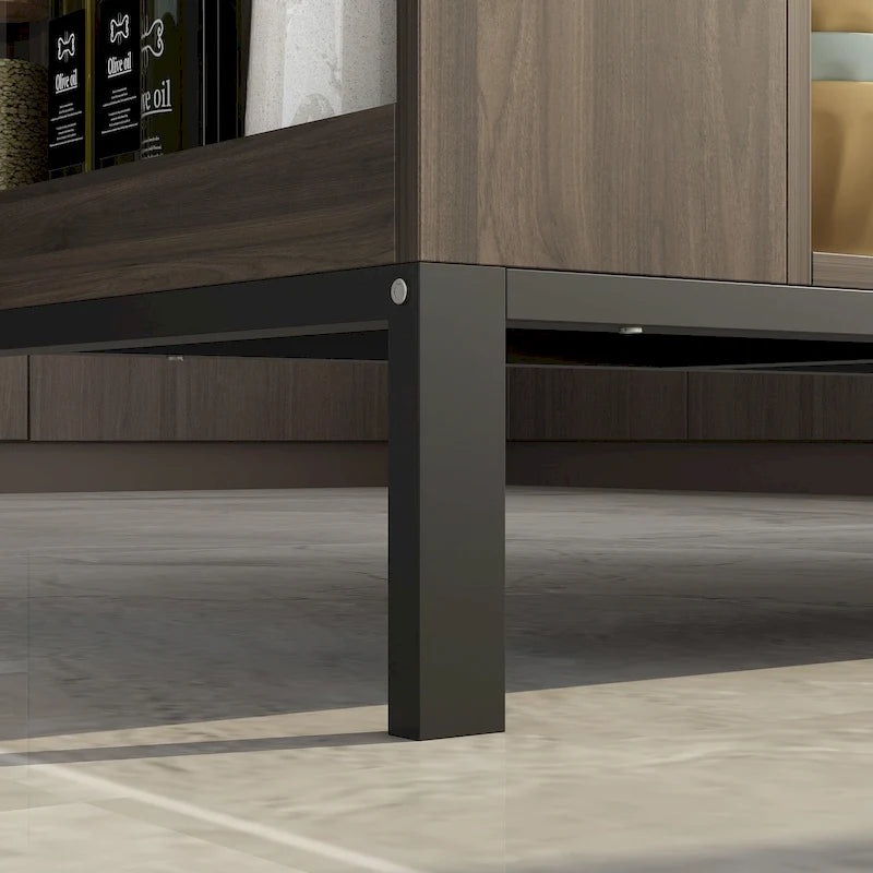 Kitchen Island with Storage Drawers and Open Shelves, Large Workspace