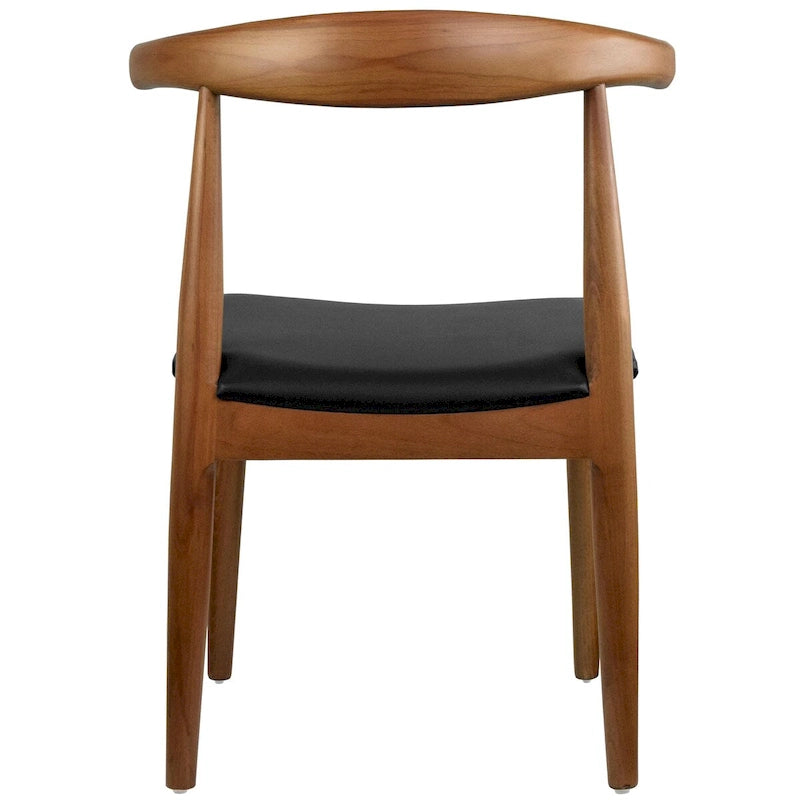 Natural Solid Wood Dining Elbow Chairs With PU Leather or Beige Fabric Cushion Seat And Oak Frame