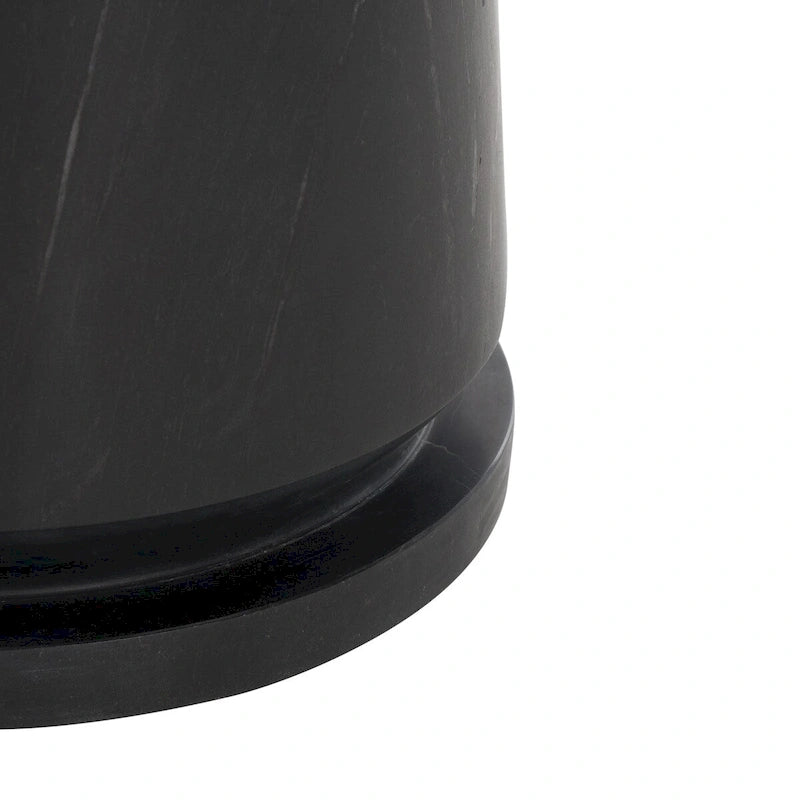 Tall Round Grey Marble Accent Table on Sculptural Pedestal, 21W x 21D x 24H