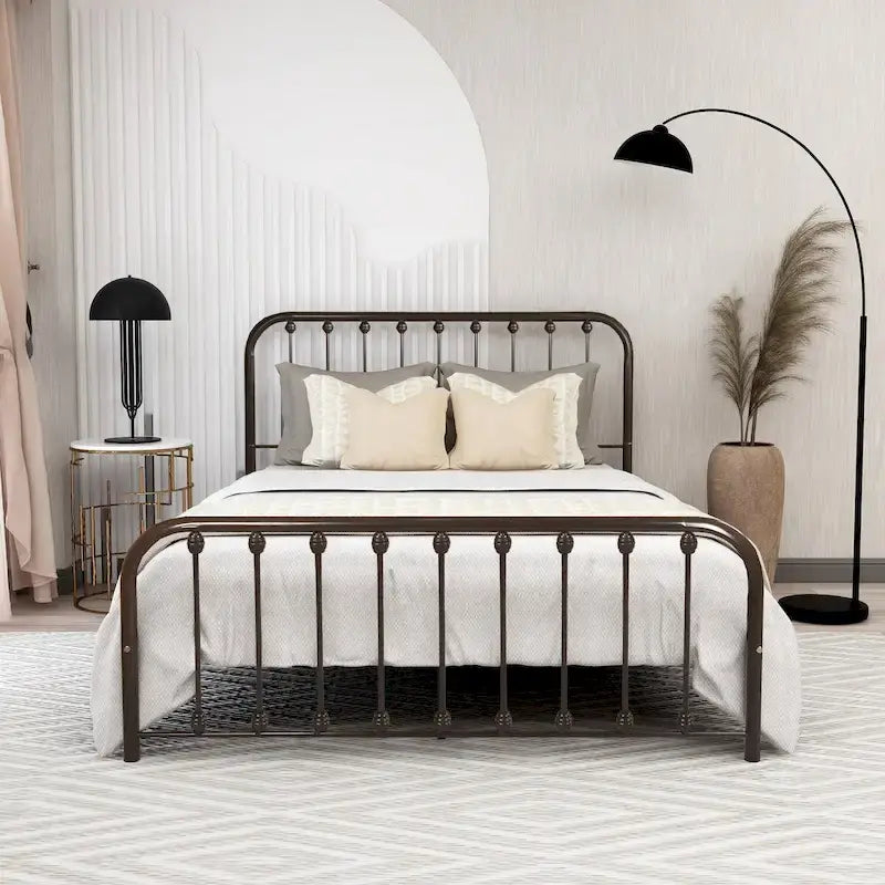 Metal Platform Bed Frame with Slats, No Box Spring Needed, Multi-Size