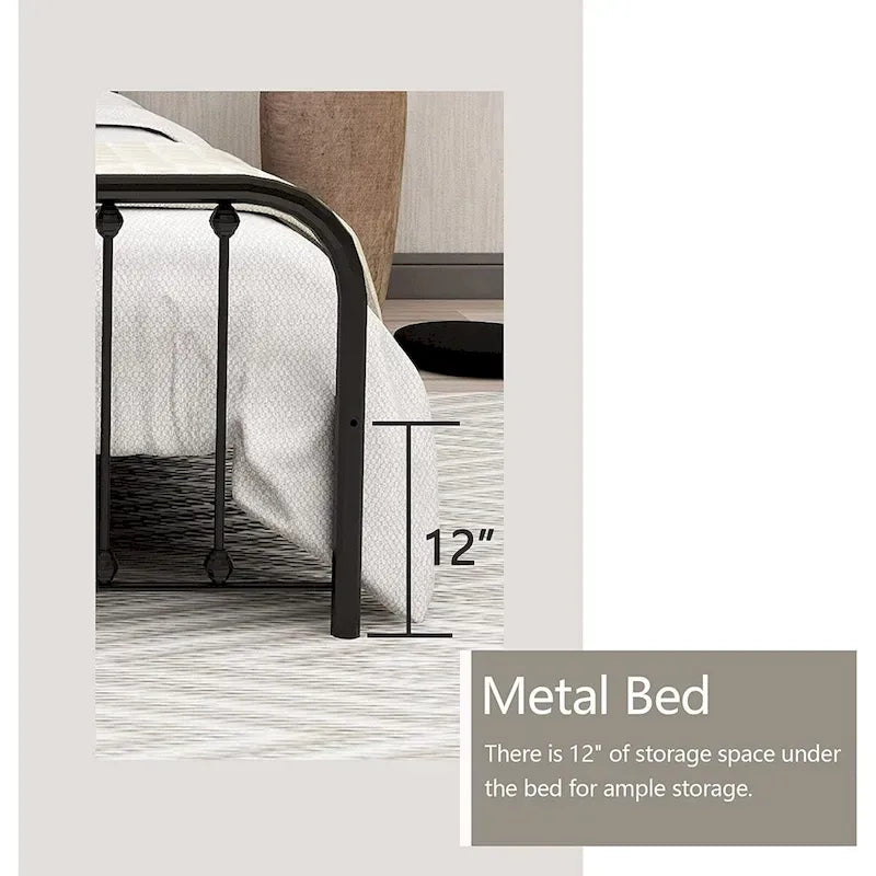 Metal Platform Bed Frame with Slats, No Box Spring Needed, Multi-Size