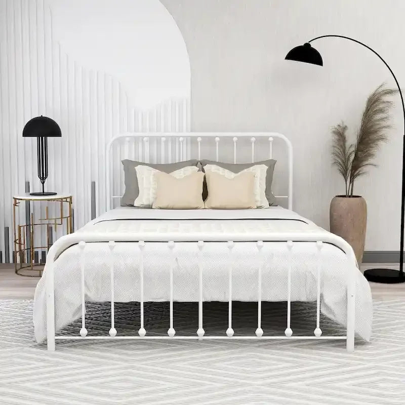 Metal Platform Bed Frame with Slats, No Box Spring Needed, Multi-Size
