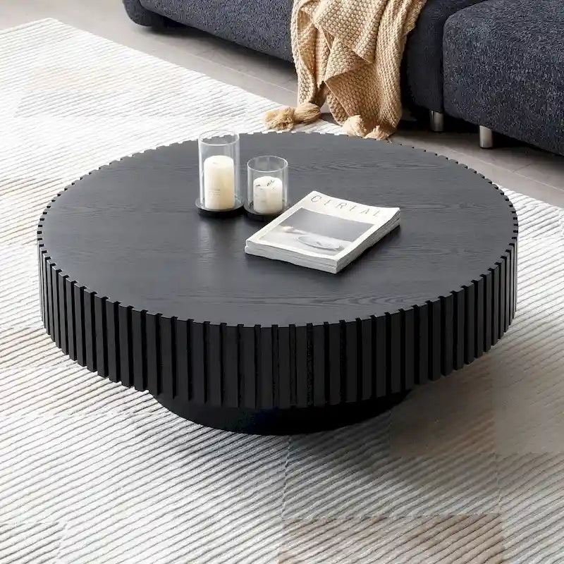 Round Coffee Table with Sturdy Pedestal Base, MDF, 31.5 or 39.4 Dia