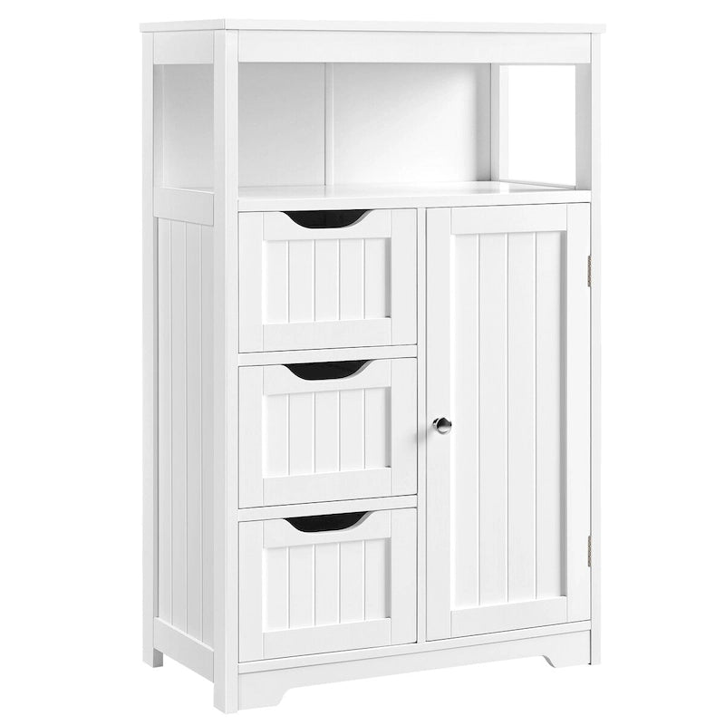 Freestanding Storage Cabinet with 3 Drawers, Open Shelf, and Adjustable Inner Shelf