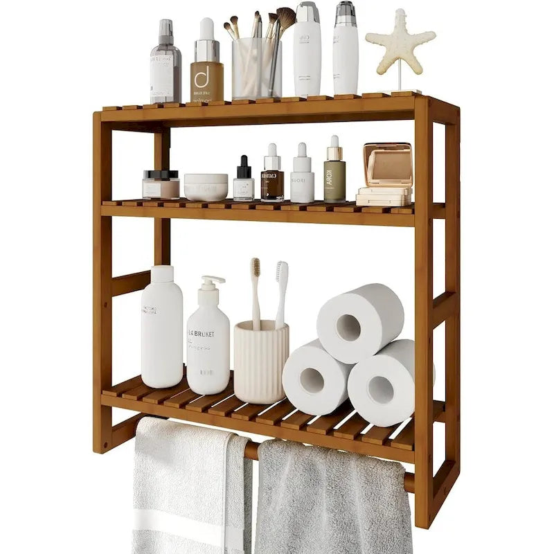 Bamboo Floating Shelves Bathroom Storage 3-Tier