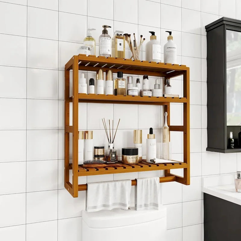 Bamboo Floating Shelves Bathroom Storage 3-Tier
