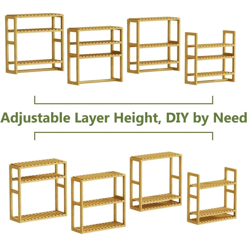 Bamboo Floating Shelves Bathroom Storage 3-Tier