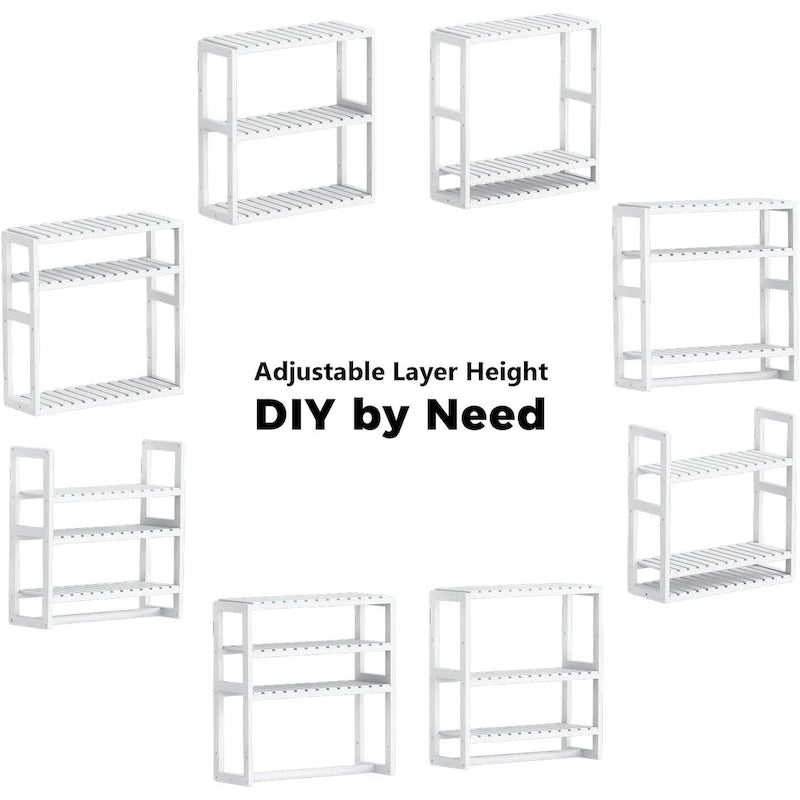 Bamboo Floating Shelves Bathroom Storage 3-Tier