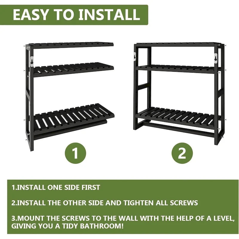 Bamboo Floating Shelves Bathroom Storage 3-Tier